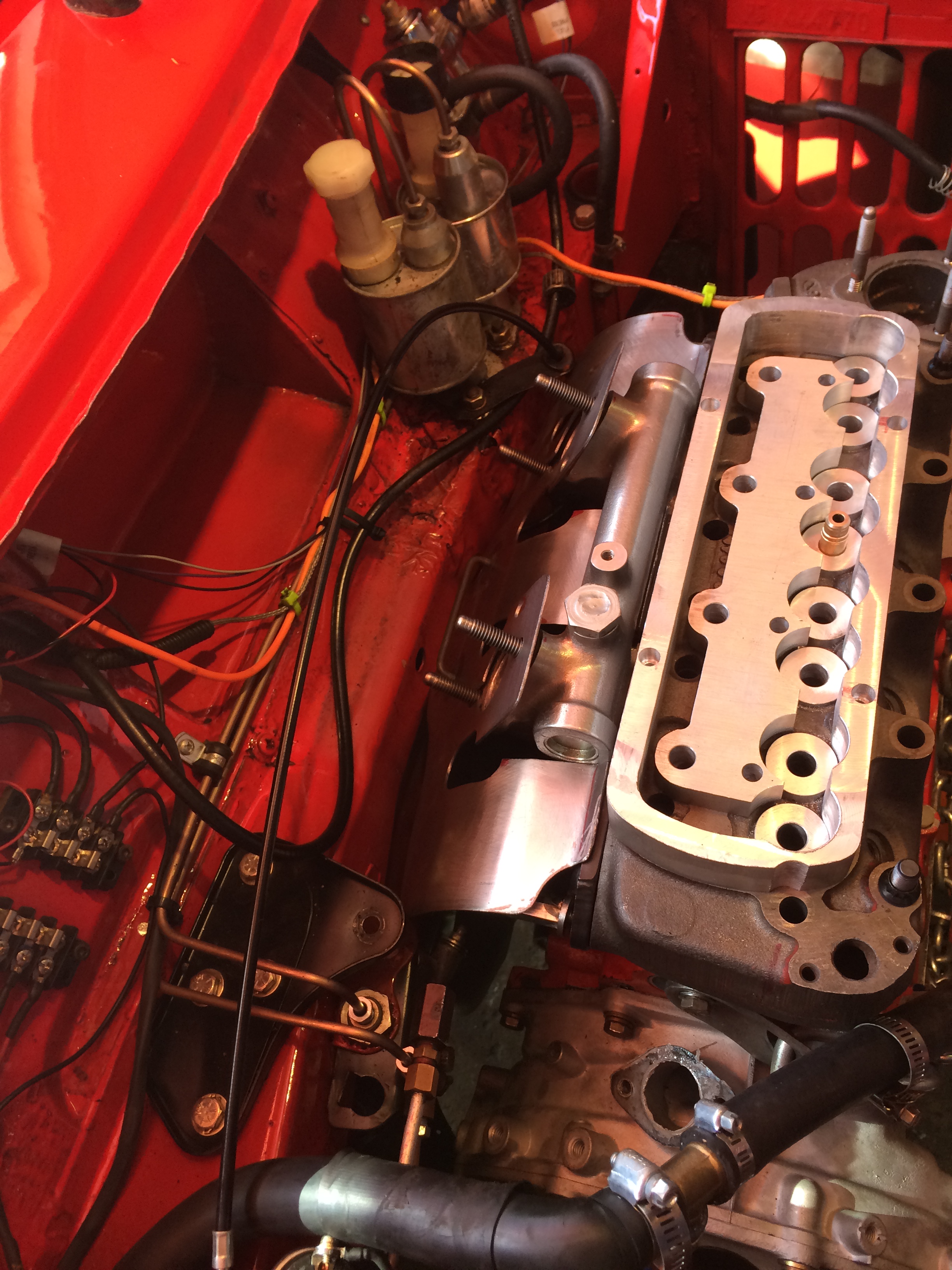 Mini Cooper heat shield trial fit in engine compartment